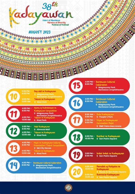kadayawan festival activities|KADAYAWAN FESTIVAL SCHEDULE OF .